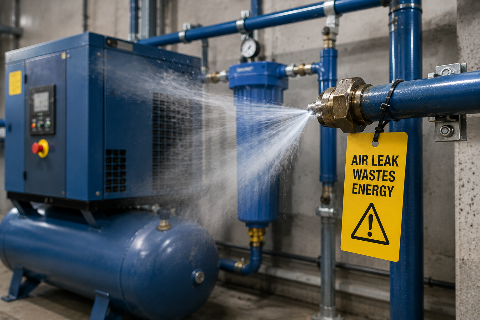 How Air Leaks Waste Energy in Compressed Air Systems