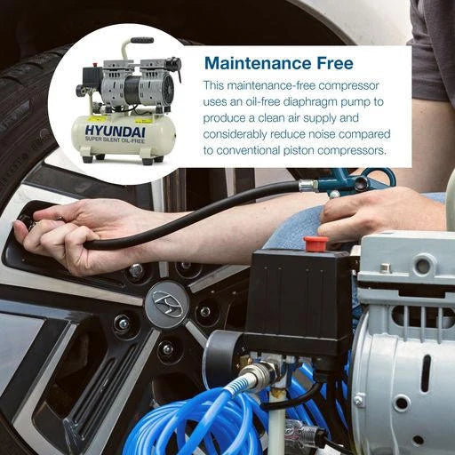 Hyundai HY5508X 550W 8L Oil Free Low Noise Portable Air Compressor 4CFM 118psi Direct Drive