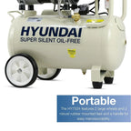 Hyundai HY7524X 750W 24L Oil Free Low Noise Portable Air Compressor 5.2CFM 118psi Direct Drive