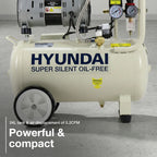 Hyundai HY7524X 750W 24L Oil Free Low Noise Portable Air Compressor 5.2CFM 118psi Direct Drive