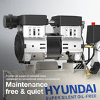 Hyundai HY7524X 750W 24L Oil Free Low Noise Portable Air Compressor 5.2CFM 118psi Direct Drive