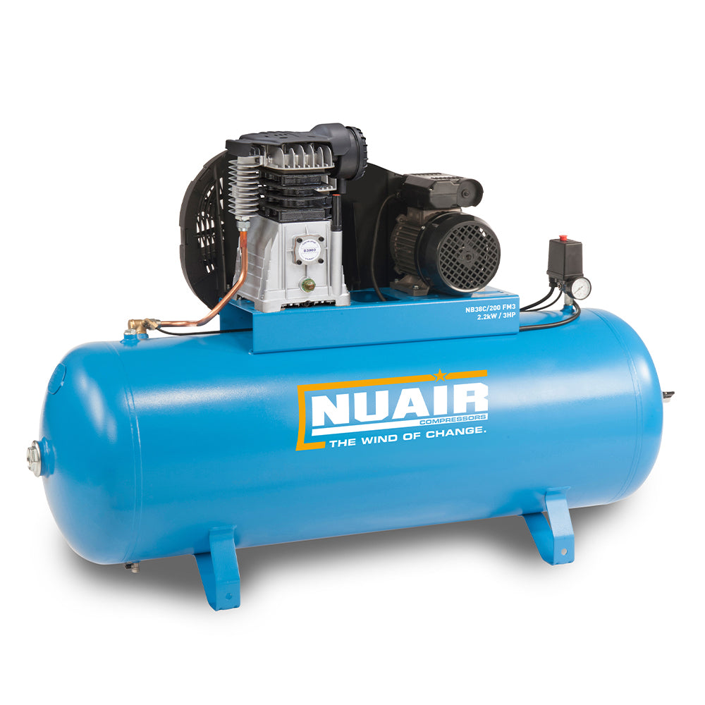 Nuair Compressor NB3800B-PRO/200 FM3 2.2KW 200Ltr 10Bar 230V Stationary (16A)