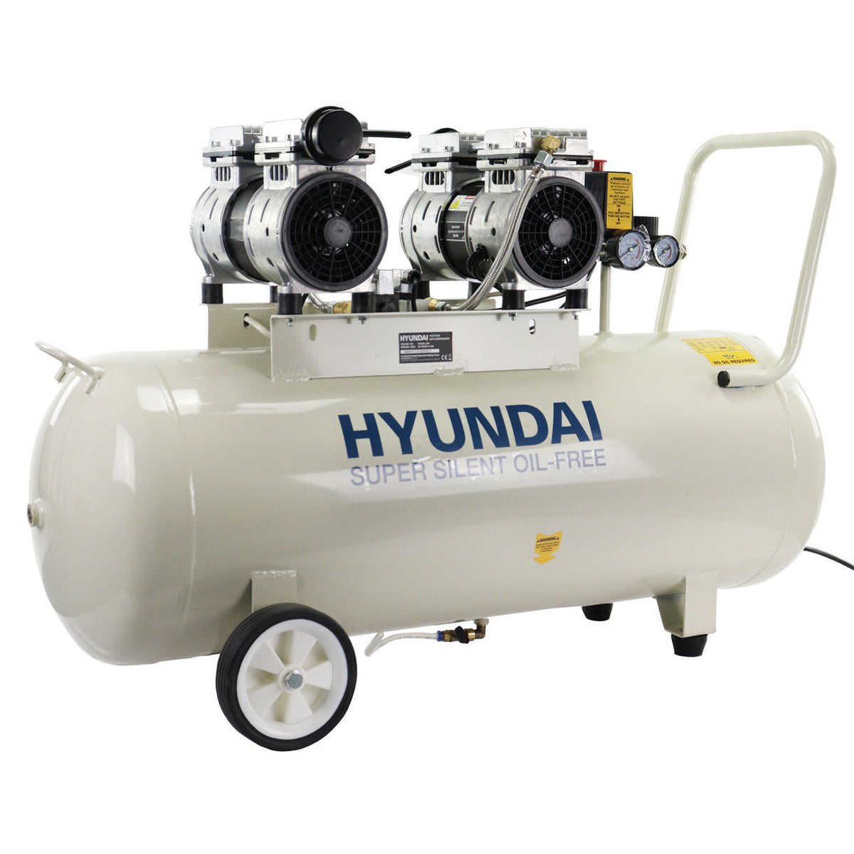 Hyundai HY275100 Electric Air Compressor with Dual 750W 230V Motors, 2hp and 100L Tank