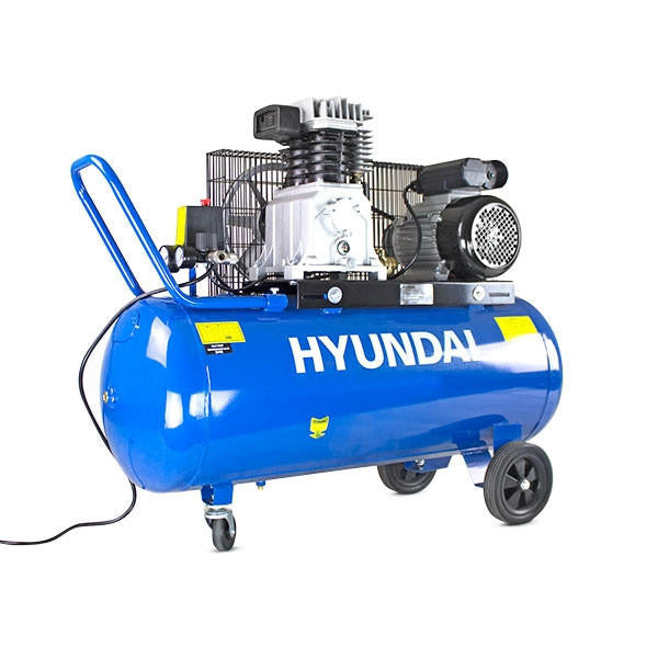 Hyundai HY3100P Belt-Drive Electric Air Compressor with Twin Cylinder, 2.2kW 230V Motor, 3hp and 100L Tank