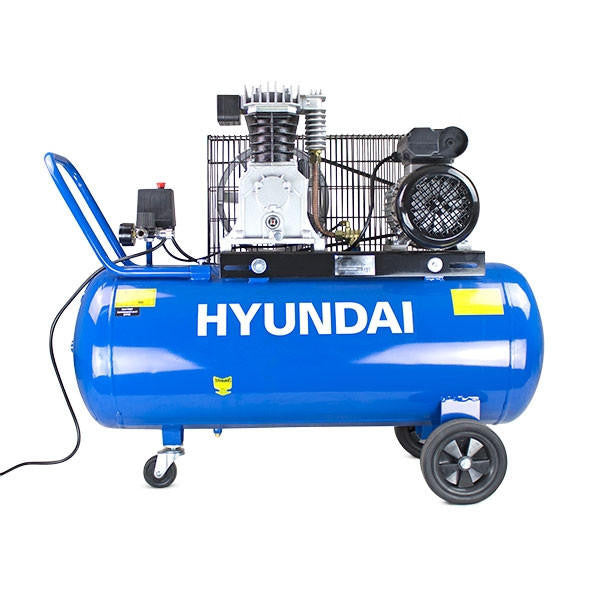 Hyundai HY3100P Belt-Drive Electric Air Compressor with Twin Cylinder, 2.2kW 230V Motor, 3hp and 100L Tank
