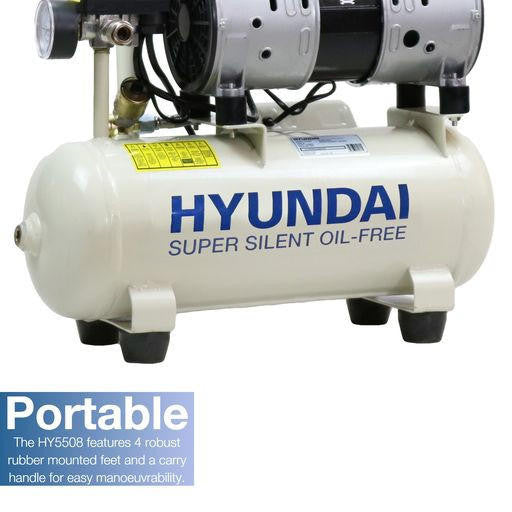 Hyundai HY5508X 550W 8L Oil Free Low Noise Portable Air Compressor 4CFM 118psi Direct Drive