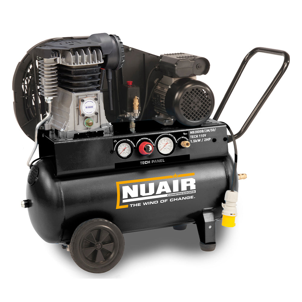 Nuair Compressor B2800B/2M/50 TECH-PRO UK 1.5KW 50Ltr 10Bar 230V Portable (13A)