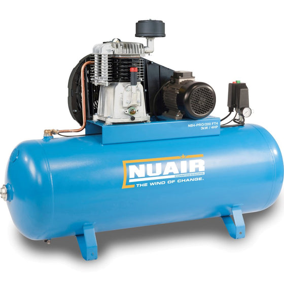 Nuair Compressor NB4/200 FT4 – 3kW/ 4.0Hp 200Lt 10 Bar 3KW 200Ltr 10Bar 400V Stationary