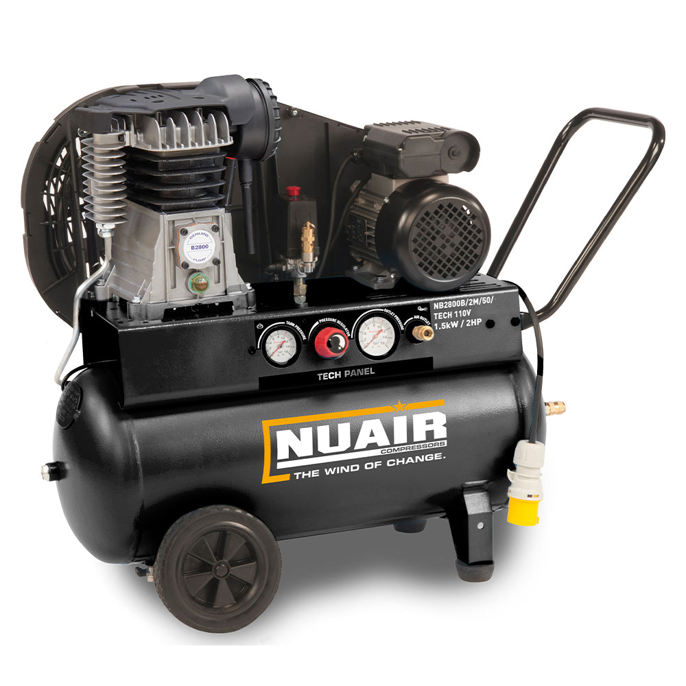 Nuair Compressor B2800B/50/2M TECH 110v 1.5KW 50Ltr 10Bar 110V Portable