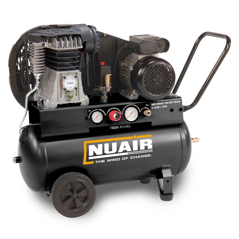 Nuair Compressor B2800B/3M/50 TECH-PRO UK 2.2KW 50Ltr 10Bar 230V Portable (13A)