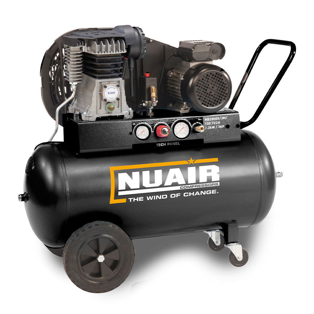 Nuair Compressor B2800B/3M/100 TECH-PRO UK 2.2KW 100Ltr 10Bar 230V Portable (13A)