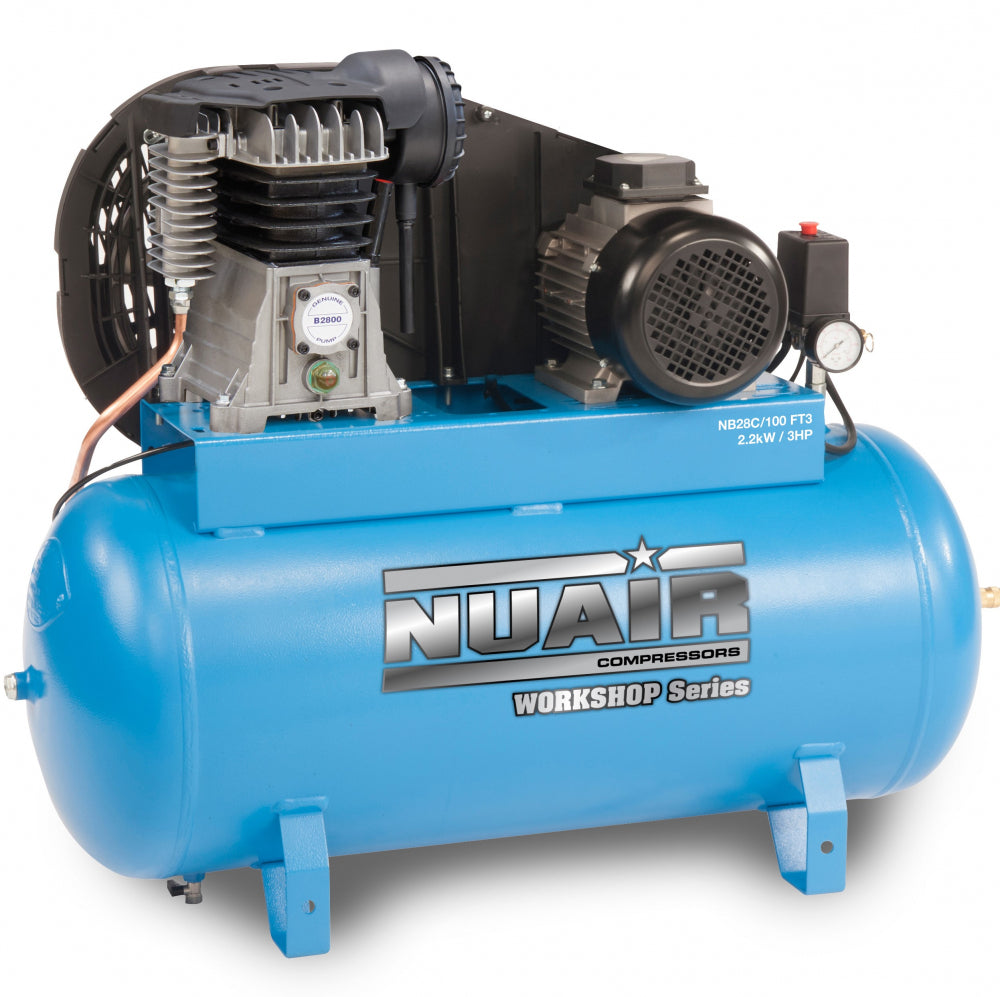 Nuair Compressor NB2800B-PRO/100 FT3 2.2KW 100Ltr 10Bar 400V Stationary