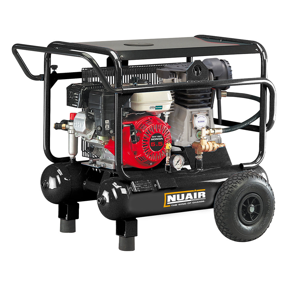 Nuair Petrol Compressor B3800/5.5S/10+10 Honda 5.5HP 10 + 10Ltr 10Bar Portable