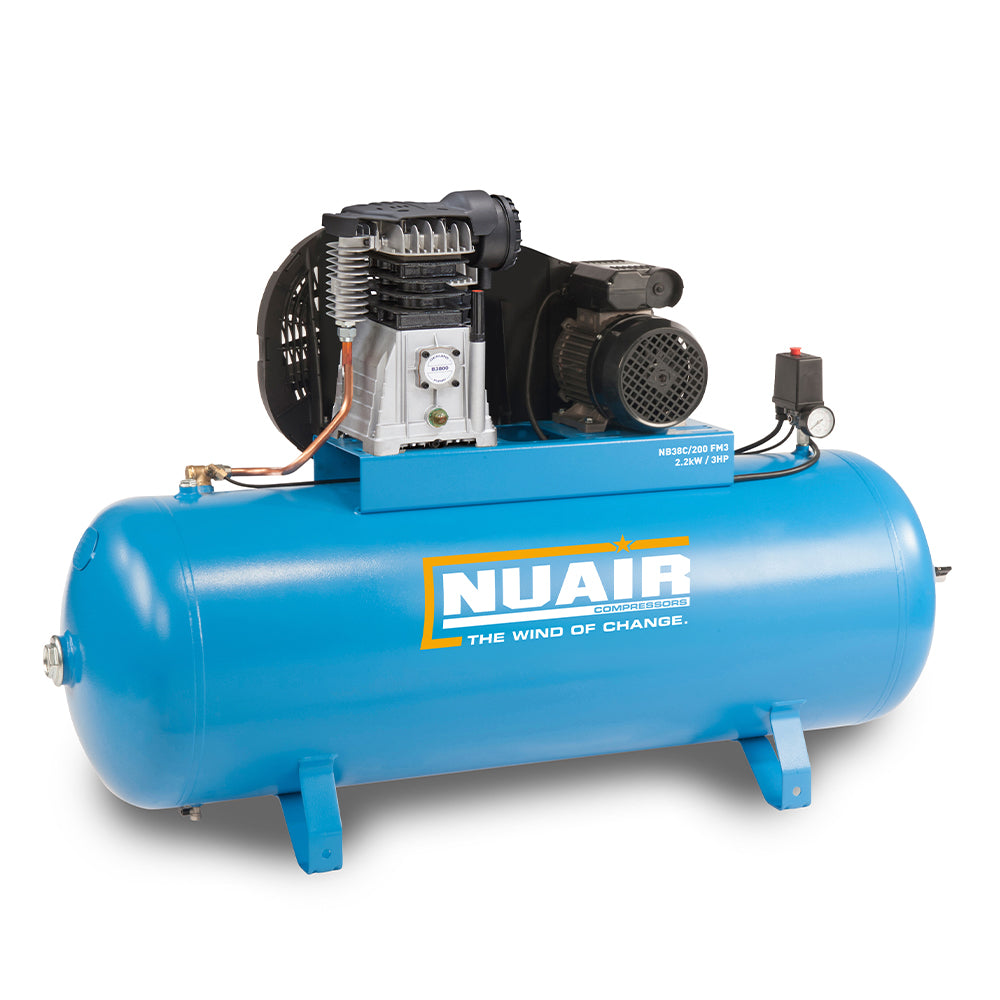 Nuair Compressor NB3800B-PRO/200 FM4 3KW 200Ltr 10Bar 230V Stationary (20A)