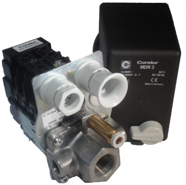 Condor MDR3 Pressure Switch, 4 Way 20A 12 Bar 1/2"