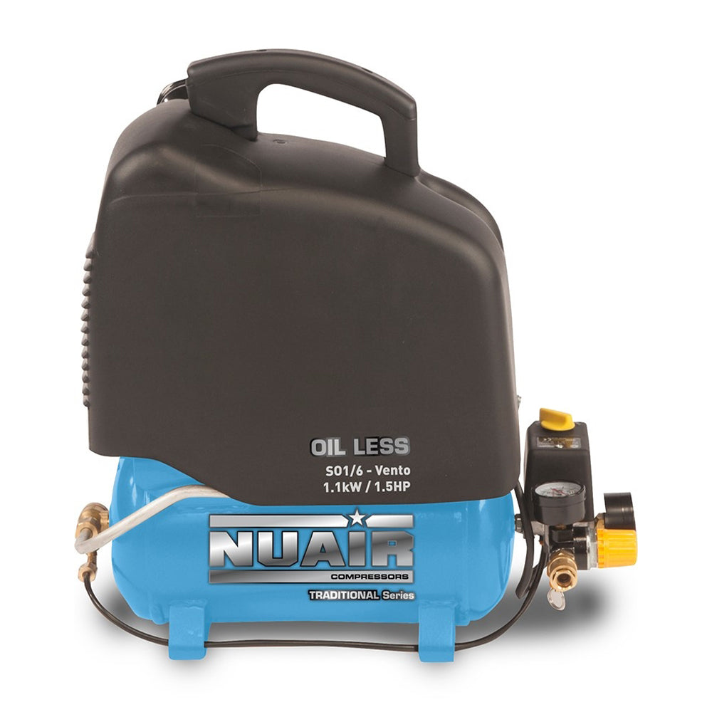 Nuair Compressor SO1/6 HP 1.5 VENTO 1.1KW 6Ltr 8Bar 230V Portable (13A)