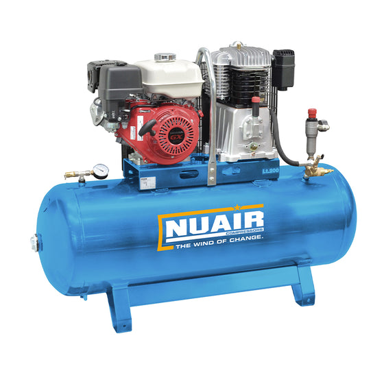 Nuair Petrol Compressor NB7/9S/200F Honda 9HP 200Ltr 10Bar Stationary